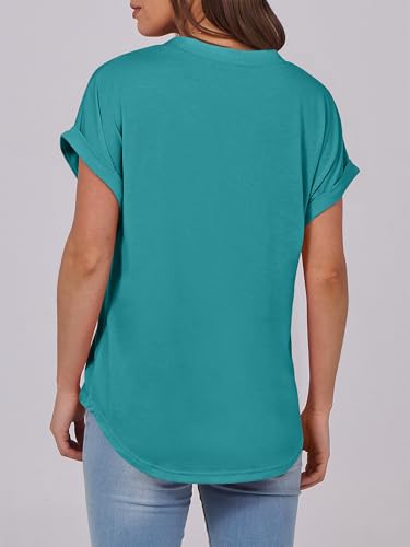 Image of ANRABESS Womens Short Sleeve Henley Tops V Neck Dressy Casual Blouses Summer Trendy Tee Shirts 2026 Vacation Fashion Clothes