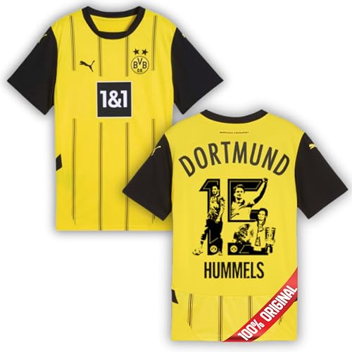 PUMA Original BVB Trikot Herren [Home 24/25] Offizielles Borussia Dortmund Trikot [Hummels 15 (Abschiedsflock)] Fussball Sportbekleidung Sport Tshirts Herren Fußball Shirt Männer I Gr. 3XL