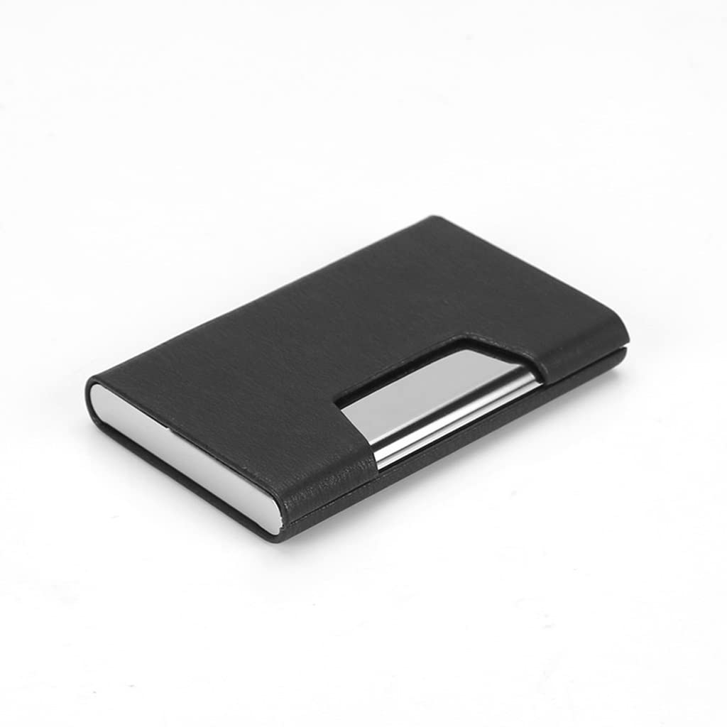 MOBYGKFY Business Card Case Stainless Steel Aluminum PU Cover for Holder Wallet