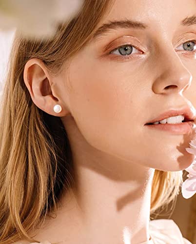 12 Pairs Pearl Studs Earrings for Women, Stainless Steel Hypoallergenic White Faux Simulated Pearl Earrings, 4 Mixed Sizes Round Ball Jewelry for Wedding Birthday Christmas2