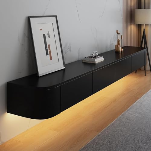 MIMRTIMI Mueble de TV de Madera Mesa de TV Montado en la Pared Blanco Mueble para TV para Salón, Dormitorio