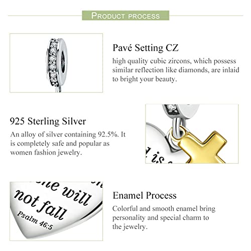 Love Heart Charm Fit for Charms Bracelet Christian Bible Verse Cross Charm Prayer Faith Religious Jewelry Gifts for Women3
