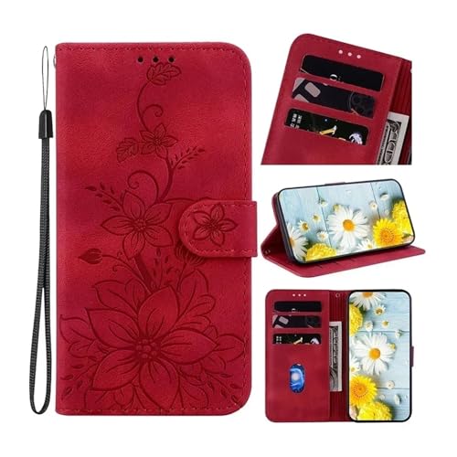 �X�^���h�t���b�v�E�H���b�g�P�[�X�AXiaomi Redmi Note 11/T/S 10 9 Pro Plus Note 7 7S 8 8T Lite GLeather�ی�J�o�[�ƌ݊�������(Red,RM Note 11T PRO 5G)