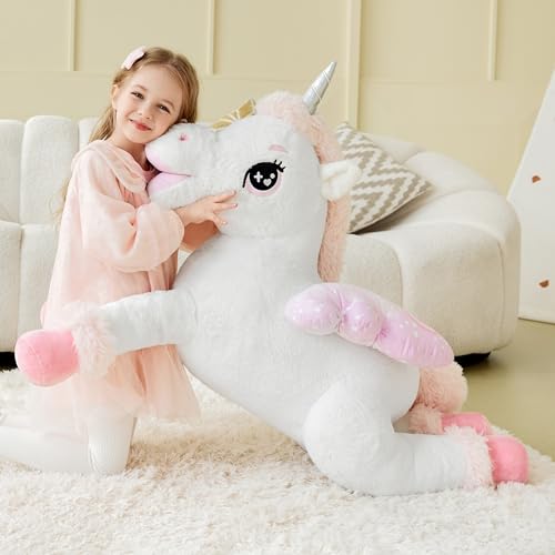 Ikasa 6636799 Giant Unicorn Stuffed Animal Plush Toy,Big Large Jumbo Soft Toys,43 Inch Cute Huge Size Fluffy Plushy Fat Plushie,Gifts thumb #5