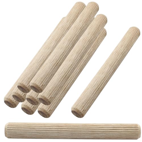 HARSKIYER 60pcs Hardwood Wood Dowel Pins 1/2 Inch x 4 Inch Fluted Wood Dowels Rods Crafts Dowel Pegs for Woodworking Furniture Door Arts and Crafts DIY Projects Straight Grooved(12x100mm)