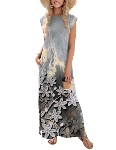 Image of Zeagoo Summer Dresses for Women 2026 Long Maxi Sundresses Loose Split Wrinkle-Free Beach Travel Vacation Clothes