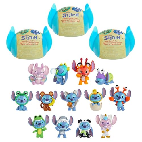 Disney Stitch Goes Wild Collectible Mini Figure 3-Pack 2-inch Figurines with Wild Details Blind Box Toy for Kids Fans & Collectors by Just Play Kids Toys for Ages 3 Up by Just Play