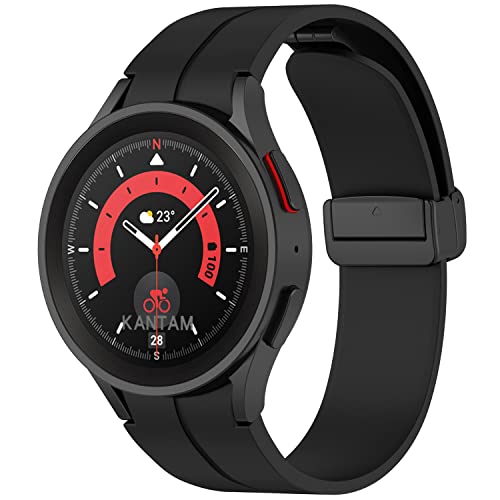 Epoosuo Galaxy Watch 5 Pro Bands 45mm, No Gap Silicone Sport Band Compatible with Galaxy Watch...