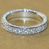 925 Sterling Silver Shiny Full Diamond Gemstone Ring Cubic Zirconia Rings Cocktail CZ Diamond Ring Eternity Engagement Wedding Band Ring for Women (US Code 9)