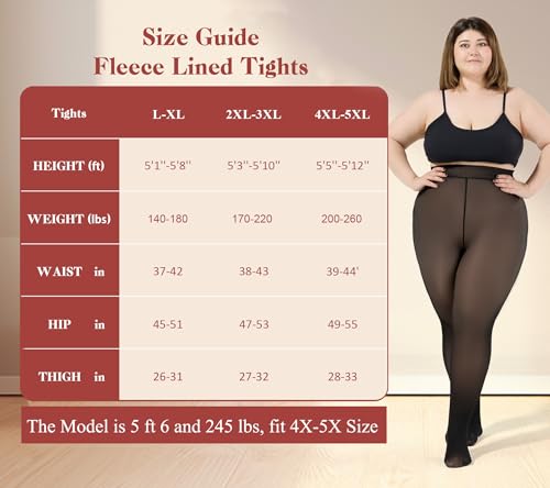 Women's Plus Size Fleece Lined Tights,Winter Warm Fake Translucent Tights,Thermal Thick Pantyhose Leggings3