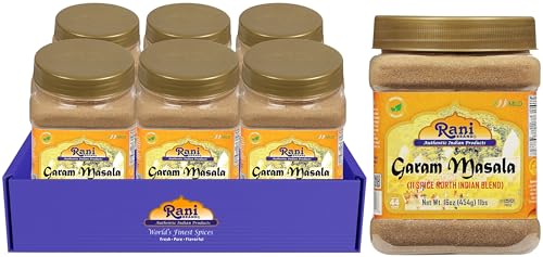 Rani Garam Masala Indian 11-Spice Blend 16oz (1lb) 454g PET Jar, Pack of 6 ~ All Natural, Salt-Free | Vegan | No Colors | Gluten Friendly | NON-GMO | Kosher | Indian Origin
