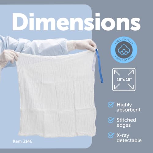 Dynarex 3146 CurPro Laparotomy Sponges - 18" x 18" - Estériles - Detectables por Rayos X miniatura 2