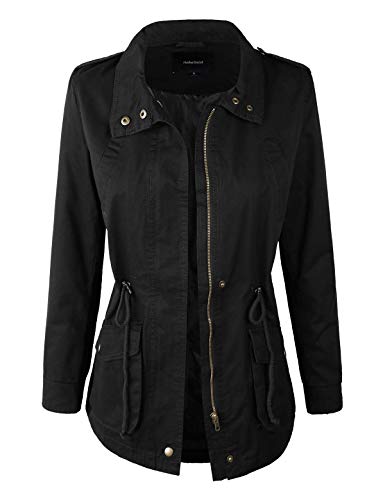 makeitmint Women's Zip Up Military Anorak Jacket w/Pockets