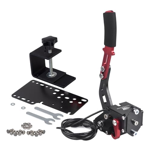 ZHSYMX USB Handbrake for 16Bit SIM PC Racing Games, Compatible with G27 G29 G920 G923 T500 T300 Simulate Linear Handbrake With Fixing Clip and Plate?Only PC System? Black