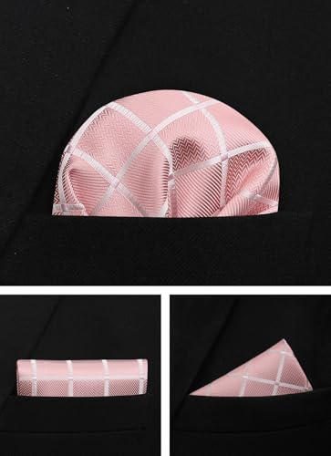 Image of Striped Plaid Polka Dot Mens Tie Formal Necktie Pocket Squares Ties Clips Cufflinks Classic for Men Set