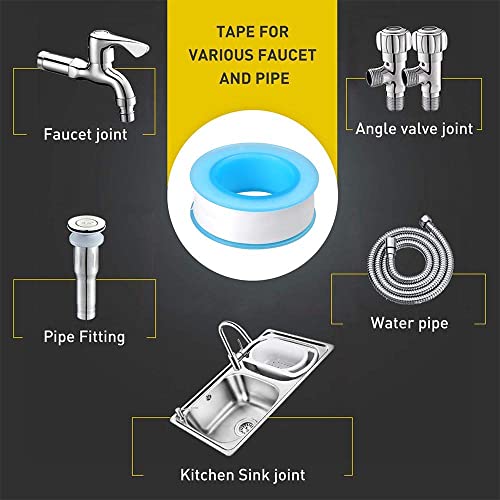 Image of GCQ Teflon Tape, Thread Seal Tapes?PTFE Thread Seal Tape for Plumbers Sealant Tape for Leak Water Pipe Thread 1 /2 inch x 500 inch (2 Pack /White)