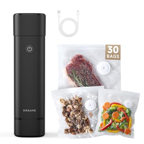 Image of DREAME VH20 Handheld Vacuum Sealer Machine for Food with 30 Reusable Vacuum Bags, Compact Food Vacuum Sealer, Auto Stop, Rechargeable Food Sealer Saver, Dry & Moist Modes, For Container & Wine Bottles