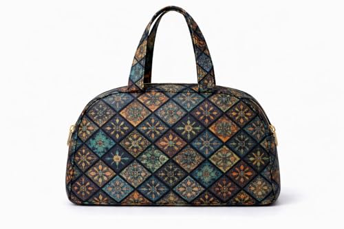 Image of Women's Printed Dome Satchel Handbag with Front Pocket Zip Closure Stylish Shoulder Bag for Daily Use Travel Office Multicolor Pattern