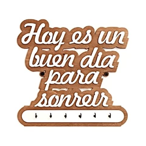 VEJO Colgador Llaves de Pared Hoy es un buen día para sonreír 6 Ganchos/Portallaves de Madera Cover