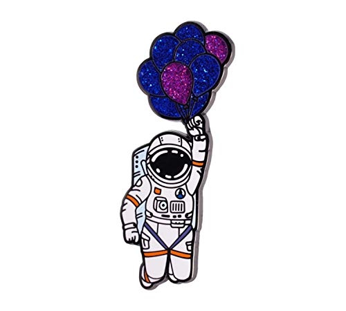 Image of Astronaut holding balloons Space brooch enamel pin