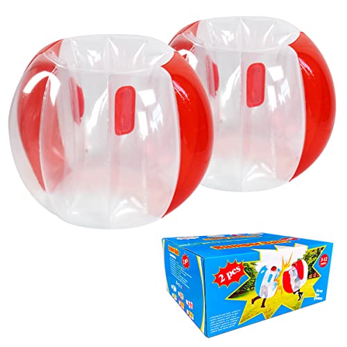 ZHUYNXIR 2 PC Sumo Balls for Kids, Bumper Bounce Ball, Inflatable Sumo Toys, Lawn Game Ball for Kid Outdoor Team Gaming Play for 3-12 Ages (36 inch,red+red) - Thumbnail 4