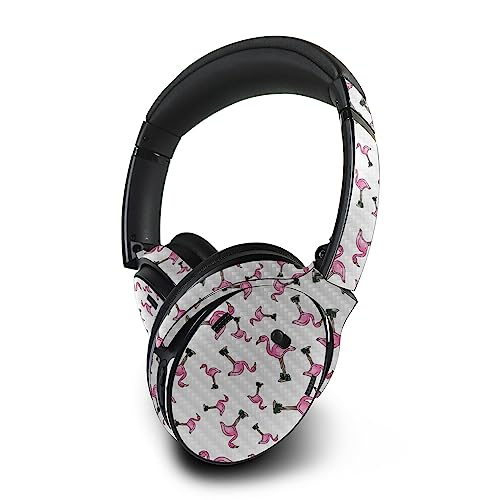 Image of MightySkins Carbon Fiber Skin Compatible with Bose QuietComfort 45 Headphones Cool Flamingo | Protective, Durable Textured Carbon Fiber Finish | Easy to Apply | Made in The USA