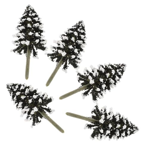 PERSELOSO 5個ミニチュアシミュレーション雪松モデル 小型プラスチック製サンドテーブル用人工樹木 クラフトや模型風景に
