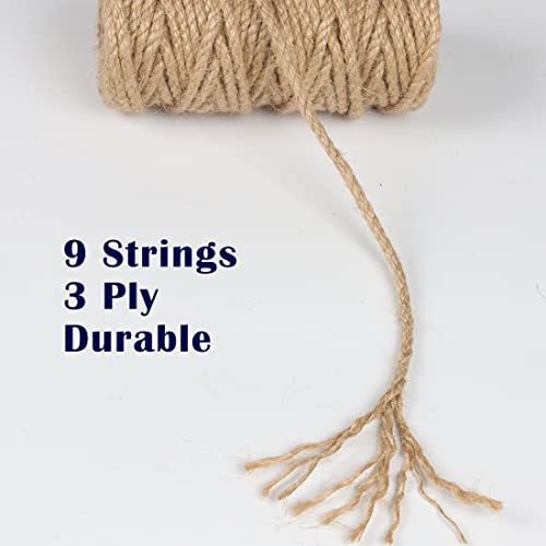 Image of PerkHomy 5mm Jute Rope 105 Feet Twisted Heavy Duty and Thick Twine Rope for Cat Scratcher Scratching Post Tree Craft Projects Gardening Home Decoration Packing Bundling (105FT * 5mm)