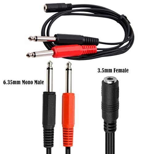 Cable splitter Y 3.5mm a 2x6.35mm Mono para altavoz miniatura 2
