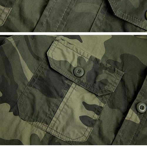 Men's Camo Shirts Jacket Fashion Plus Size Lightweight up Laple Long Sleeves Blouse Tops Cargo Coat Outwear4