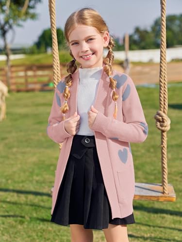 Image of Girls Cardigan Kids Open Front Oversized Sweater with Pockets