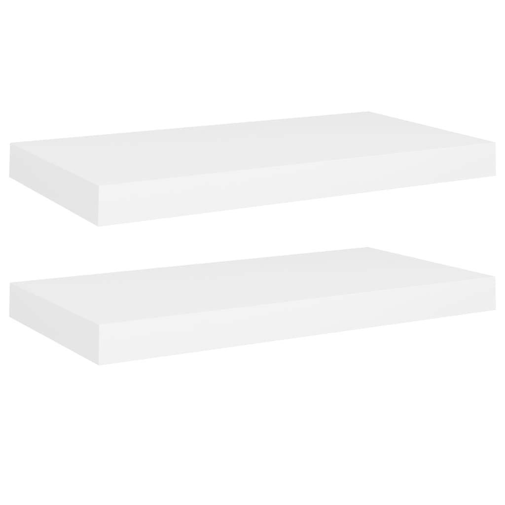 Scaffali a Parete 2 pz,Mensole da muro design Mensole cameretta Mensole da muro angolare Per soggiorno, studio, bagno, cucina Bianchi 50x23x3,8 cm in MDF