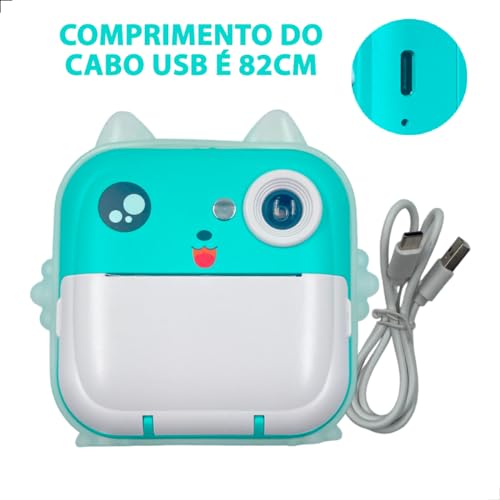 Câmera Instantânea Infantil Full HD Fotos Impressas Minicâmera Digital Grava Vídeos Divertida (Minic