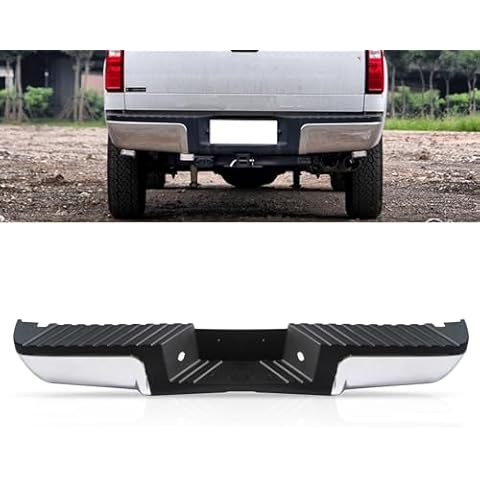 Peforway Rear Step Bumper Compatible with Ford F250 F350 F450 Super Duty 2008 2009 2010 2011 2012 2013 2014 2015 2016,Chrome Back Bumper W/o Parking Sensor Holes Cover