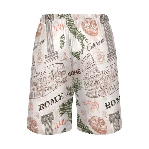 susiyo Rome Italy Men's Pajama Shorts Soft Comfy Pajama Bottoms Lounge Sleep Shorts Sleepwear with Pockets3