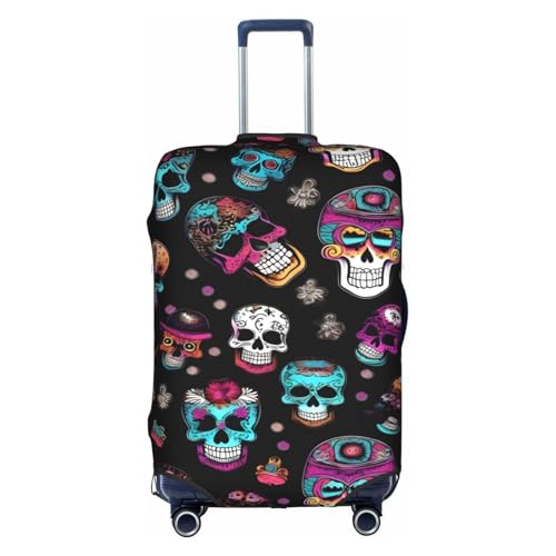 Housse protection valise voyage polyester lavable grand bagage motif Sugar Skulls L