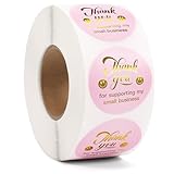 Wercokt 1000 PCS Thank You Stickers for Small Business, 1.5 Inch, Pink and Rose Gold, Smiling Design Stickers, Envelope Seals for Packaging, Gift Bags, Boxes