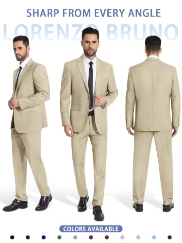 Image of Mens Suit 2 Piece Suits for Men One Button Slim Fit Solid Jacket & Pants Tuxedo Set Business Wedding Party Prom