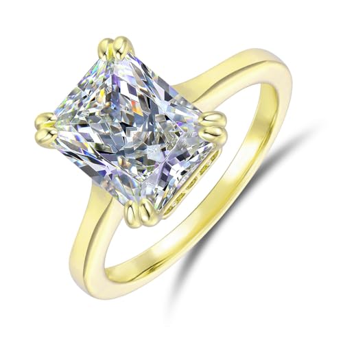 Gold 14K 4.0 carat Radiant Cut Hidden Halo Moissanite Engagement Ring for Women Promise Bridal Rings for women2