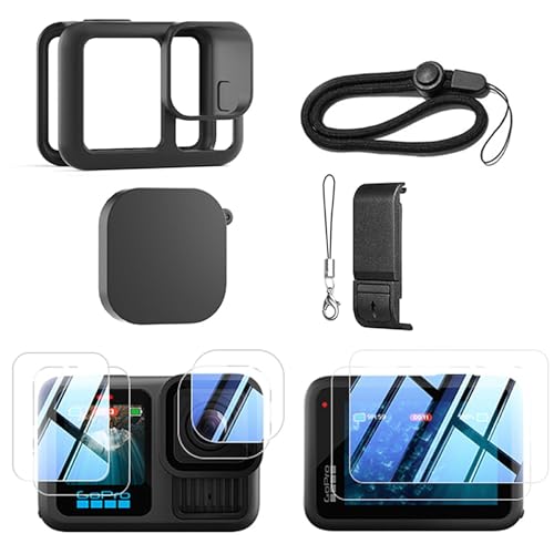 DGSHUIJIE GoPro Hero13/12/11/10/9 �ɑΉ��K�p �A�N�Z�T���[10�_�Z�b�g �V���R���P�[�X�{�����Y�ی�J�o�[�{�ی�t�B���� 360°�S�ʕی� �A�E�g�h�A�B�e�p