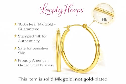 Image of 14K Gold Classic Real Hoop Earrings, (2mm Tube)