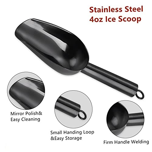 Pala para hielo de metal negro para alimentos de bar y cocina 8