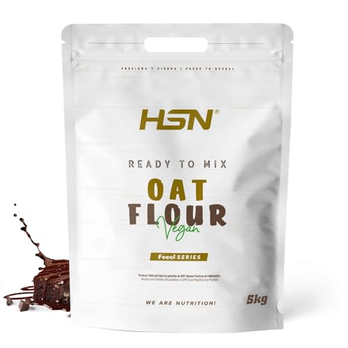 HSN Harina de Avena de Sabores Instantánea en Polvo | Brownie 5Kg = 100 Tomas por Envase | Sin Azúcares Añadidos | Ideal Tortitas de Avena, Batidos de Proteínas | No-GMO, Vegano