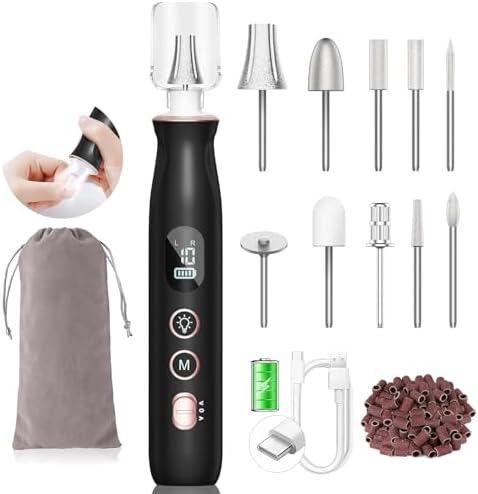 Electric Nail File Drill: HSKAI Nail Drill with LCD & Lamp, Long-...