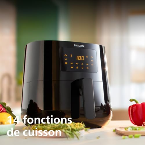 PHILIPS Air Fryer Série 3000 6.2L, air fryer 14 en 1, Technologie Rapid Air, jusqu'à 90% de matières grasses en moins, Digital, App HomeID (HD9270/90)