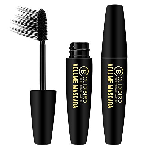 Mascara Waterproof Black 2Pcs 4D Silk Fiber Lash Mascara Makeup, Luxuriously Longer, Thicker, Voluminous Eyelashes, Long-Lasting, Dramatic Extension, Smudge-proof, Hypoallergenic Formula