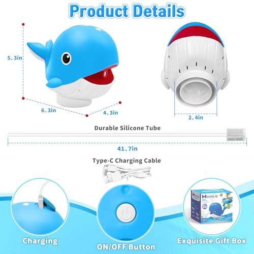 Image of Infowush Water Table Pump, Whale Rechargeable Water Pump for Water Table with Sprinkler, 3.5 Hours Non-Stop Fun Summer Outdoor Water Toys Outside Water Play Table Accessories for Kids Toddlers, Blue