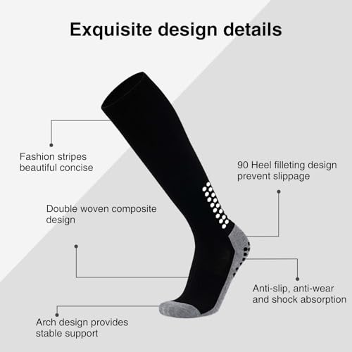 8 Pair Grip Soccer Socks for Men, Knee Socks Non Slip Grip Pads for Football Baseball Sports3