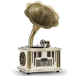 Haut-Parleur Bluetooth rétro, Gramophone à Platine Vinyle Vintage en Forme d’entrée auxiliaire, Lecteur USB, Double… - Les Beatles, Paul McCartney, John Lennon, RIngo Starr, George Harrison