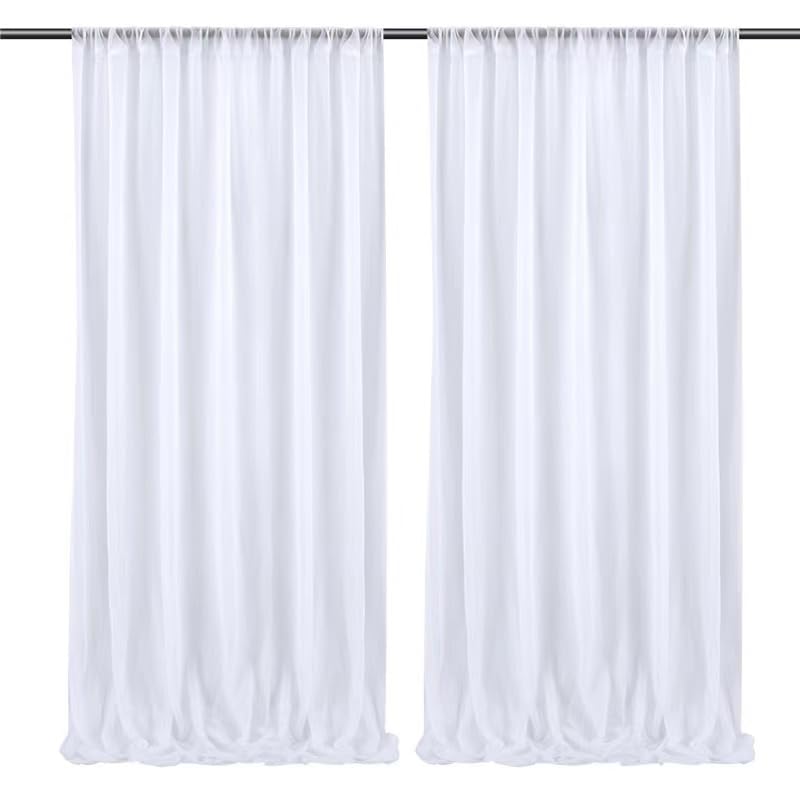 MISTHO 5ft x 10ft, 2 Panels Backdrop Curtain for Party Wrinkle Free Wedding Back Drop Drapes Curtains Fabric Decorations Photo Backdrops Cloth for Baby Shower Birthday Photoshoot (White)